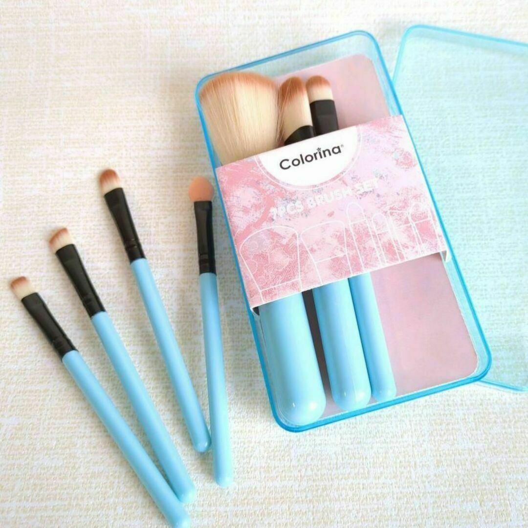 【7PCS BRUSH SET】新品メイクブラシ7本セット　新生活応援　ブルー コスメ/美容のメイク道具/ケアグッズ(ブラシ・チップ)の商品写真