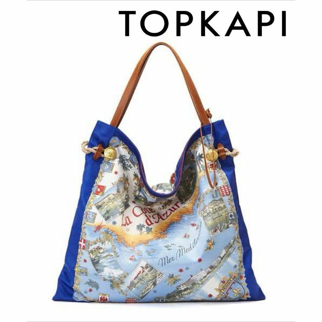 TREASURE TOPKAPI(トレジャートプカピ)の美品★TOPKAPI マイルドサテンスカーフパネル柄 A4トートバッグ 0409 レディースのバッグ(トートバッグ)の商品写真