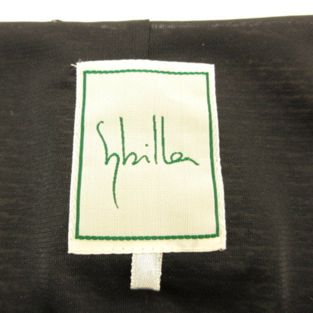Sybilla(シビラ)のシビラ SYBILLA ワンピース ひざ丈 七分袖 総柄 黒 M *T973 レディースのワンピース(ひざ丈ワンピース)の商品写真