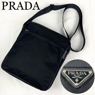 プラダ(PRADA)のPRADA ショルダーバッグ　三角ロゴ　ナイロン×レザー　ブラック　テスート(ショルダーバッグ)