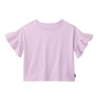 【タグ付き新品】ベルメゾン 120 キッズ パープル袖フリル半袖 Tシャツ