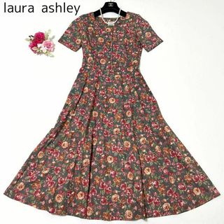 ローラアシュレイ(LAURA ASHLEY)のlaura ashley ロングワンピース 花柄 コットン フィット フレア 7(ロングワンピース/マキシワンピース)