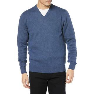 新品■Amazon Essentials セーター Vネック メンズ コットン ヘザーブルー XS (日本サイズS相当) リプロス 服 衣類 ファッション おしゃれ(ニット/セーター)