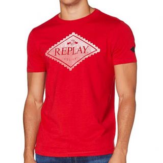 リプレイ(Replay)の新品未使用！　リプレイ　REPLAY Tシャツ レッドL(Tシャツ/カットソー(半袖/袖なし))