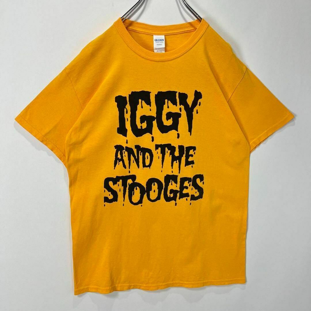 イギーポップ　バンドTシャツ ビッグロゴ　Mサイズ　イエロー　古着　ロック メンズのトップス(Tシャツ/カットソー(半袖/袖なし))の商品写真