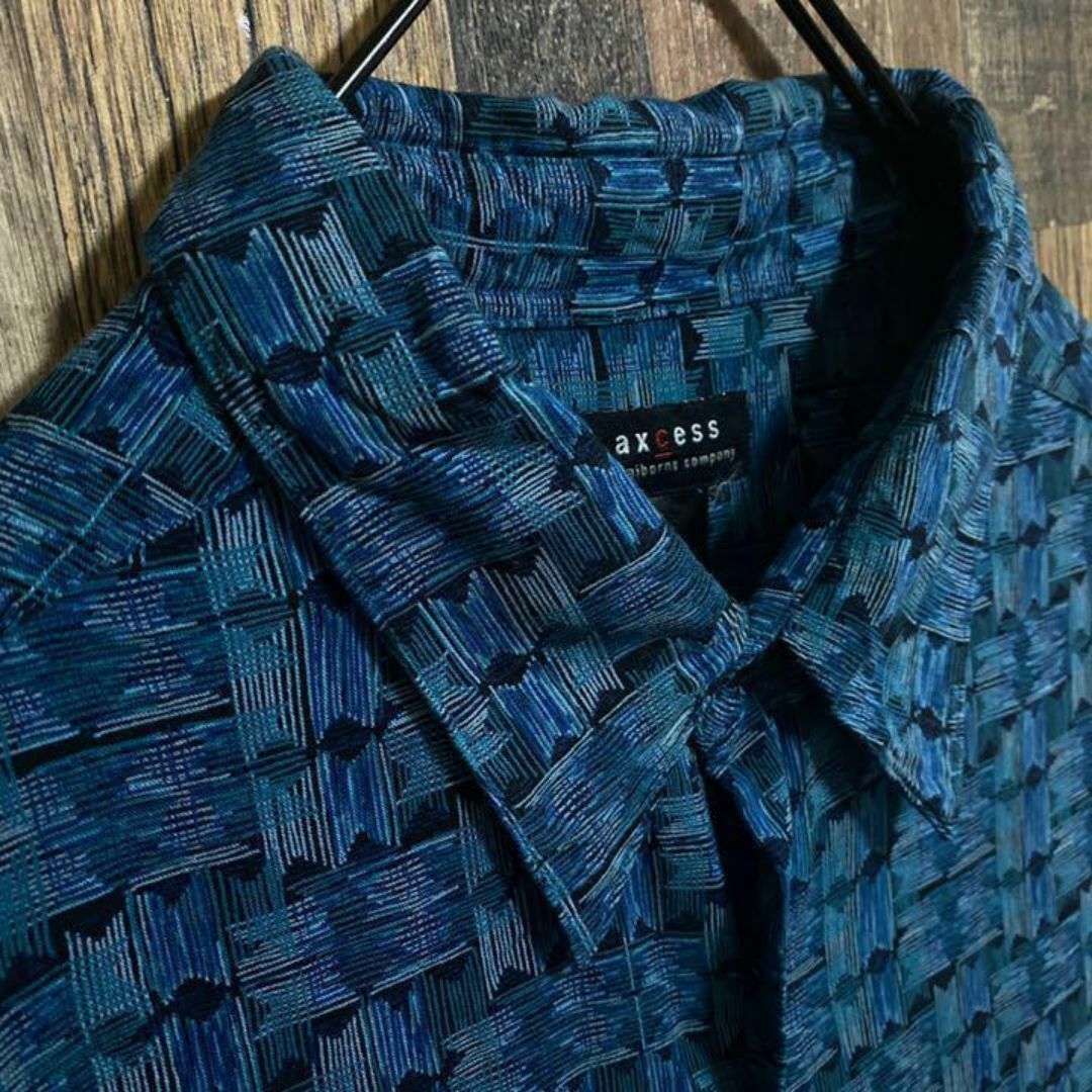ブルー ハワイアン アロハ シャツ ボタン 総柄 派手 USA古着 半袖 XXL メンズのトップス(シャツ)の商品写真