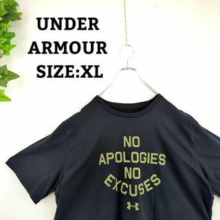 アンダーアーマー(UNDER ARMOUR)のTシャツ US古着 XL アンダーアーマー オーバーサイズ ビッグプリント 黒(Tシャツ/カットソー(半袖/袖なし))