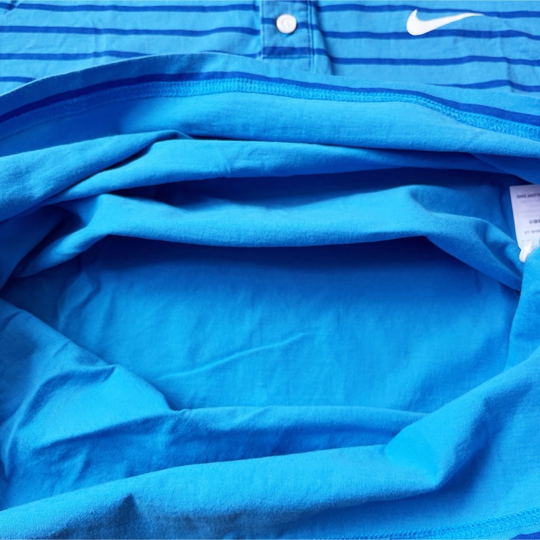 NIKE(ナイキ)のNIKE ナイキ　半袖ポロシャツ　スウォッシュ ブルー ボーダー　 Lサイズ メンズのトップス(ポロシャツ)の商品写真