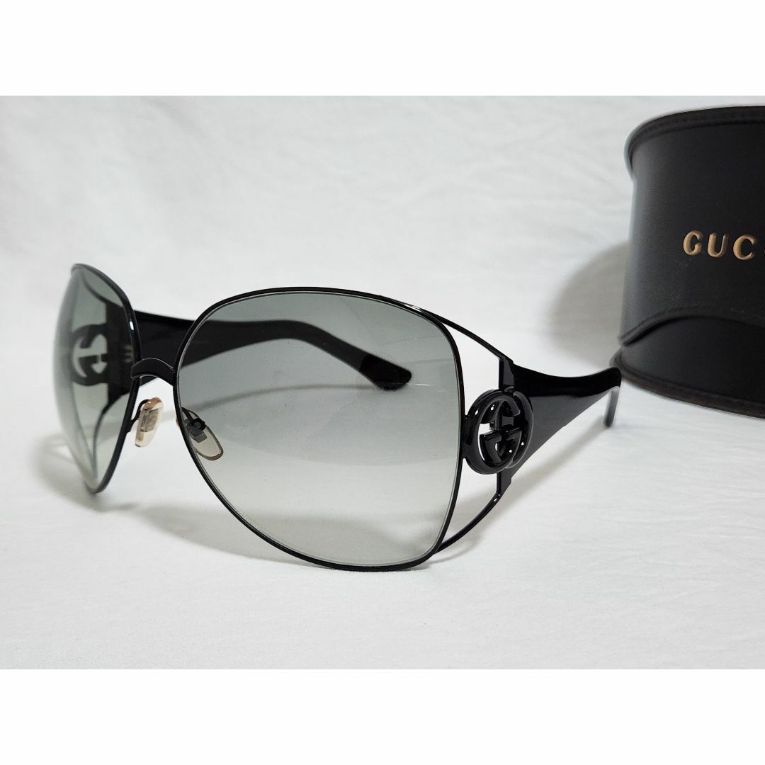 Gucci(グッチ)の正規 新古 レア グッチ GG オープンロゴ メタルコンビサングラス 黒 付属有 レディースのファッション小物(サングラス/メガネ)の商品写真