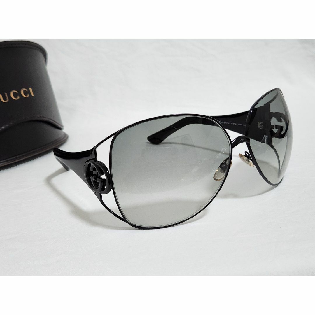 Gucci(グッチ)の正規 新古 レア グッチ GG オープンロゴ メタルコンビサングラス 黒 付属有 レディースのファッション小物(サングラス/メガネ)の商品写真