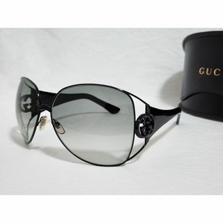 グッチ(Gucci)の正規 新古 レア グッチ GG オープンロゴ メタルコンビサングラス 黒 付属有(サングラス/メガネ)