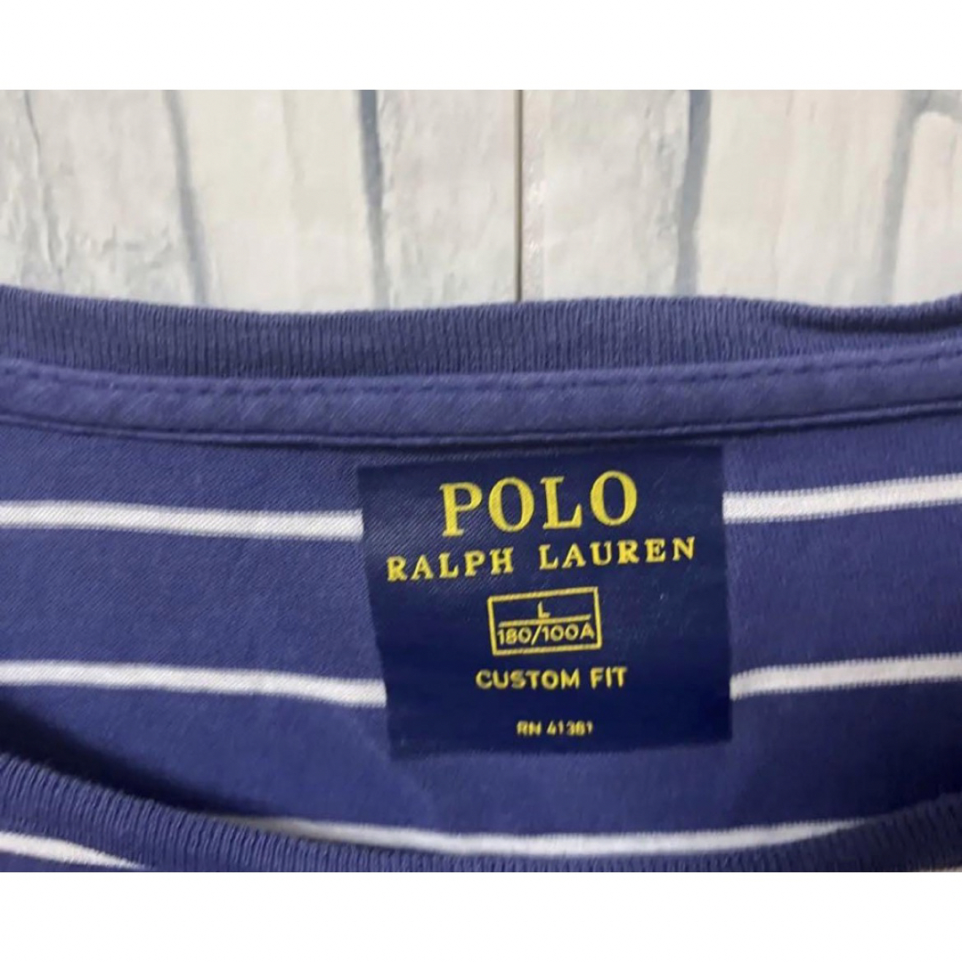 POLO RALPH LAUREN(ポロラルフローレン)のポロ ラルフローレン 半袖 ボーダー Tシャツ ポケT 刺繍ロゴ L ネイビー メンズのトップス(Tシャツ/カットソー(半袖/袖なし))の商品写真