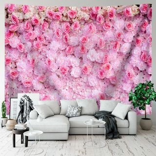 タペストリー壁飾り おしゃれ壁掛け装飾布 一面のピンク色の花 150ｘ130cm(絵画/タペストリー)