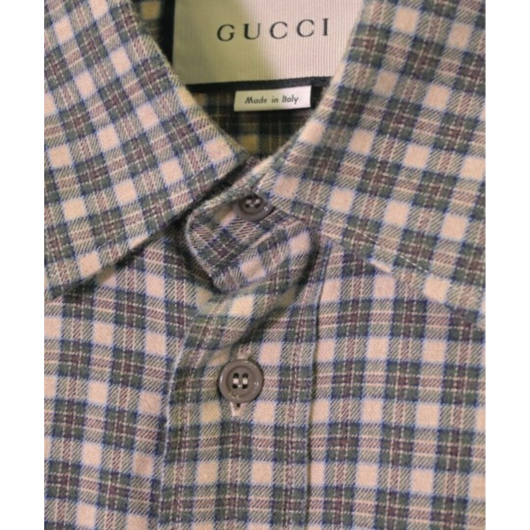 Gucci(グッチ)のGUCCI カジュアルシャツ 46(M位) 緑x赤xオフホワイト(チェック) 【古着】【中古】 メンズのトップス(シャツ)の商品写真