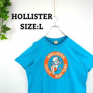 Hollister - Tシャツ US古着 L レディース ビッグプリント スカイブルー 水色 半袖