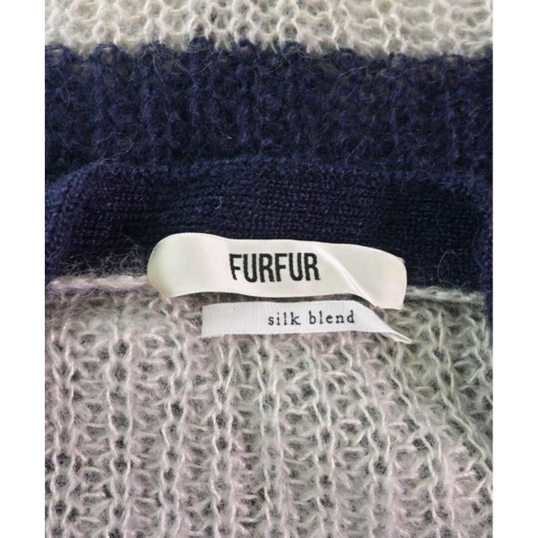 fur fur(ファーファー)のFURFUR ファーファー カーディガン -(M位) 紺xグレー(ボーダー) 【古着】【中古】 レディースのトップス(カーディガン)の商品写真