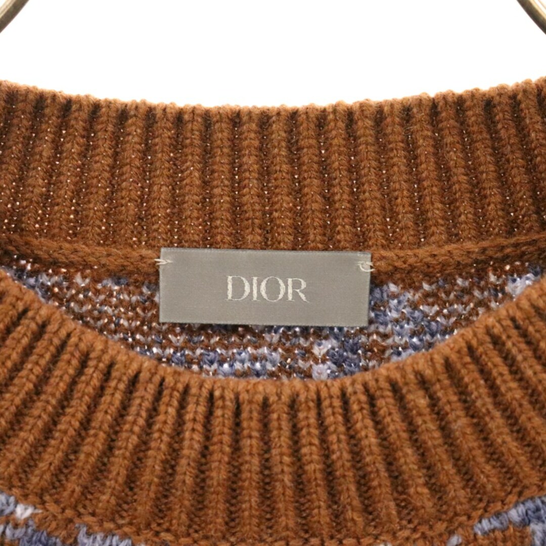 Dior(ディオール)のDIOR ディオール 24SS オブリーク クルーネック ニット セーター ブラウン 193M638AT662 メンズのトップス(ニット/セーター)の商品写真