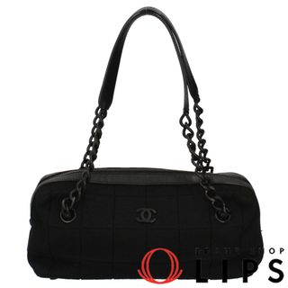 シャネル(CHANEL)のシャネル チョコバーライン ミニショルダーバッグ  コットン/レザー レディースボストンバッグ
 ブラック【中古】(ボストンバッグ)