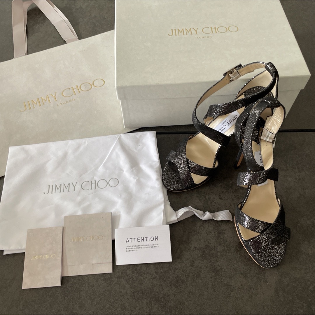 JIMMY CHOO(ジミーチュウ)の即日発送 完売色 ジミーチュウ  銀座正規店購入 新品箱付き サイズ23.5cm レディースの靴/シューズ(サンダル)の商品写真