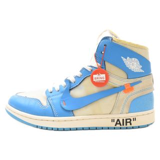 ナイキ(NIKE)のNIKE ナイキ ×OFF-WHITE AIR JORDAN 1 POWDER BLUE UNC AQ0818-148 オフホワイト エアジョーダン1 パウダーブルー ハイカットスニーカー ホワイト/ブルー US8/26cm(スニーカー)