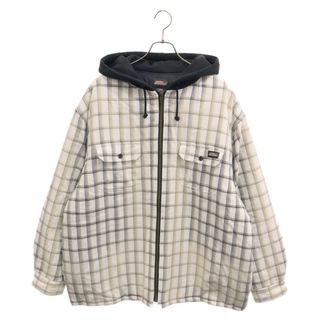 シュプリーム(Supreme)のSUPREME シュプリーム 23AW×Dickies Plaid Hooded Zip Up Shirt プレードフーデッドジップアップシャツ チェックシャツジャケット ホワイト(フライトジャケット)