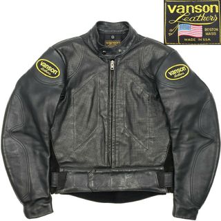 バンソン(VANSON)の希少パンチングボディ◆VANSON◆USA製38レザーライダースジャケット776(ライダースジャケット)