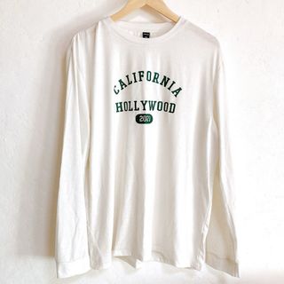 SHEINホワイトプリント長袖Tシャツ白メンズ大きいサイズ(Tシャツ/カットソー(七分/長袖))