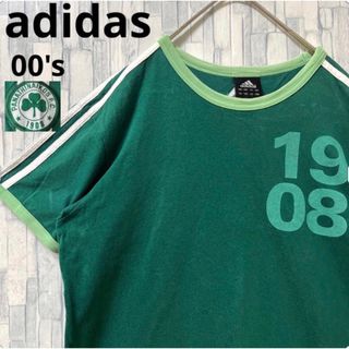 アディダス(adidas)のアディダス リンガーネックＴシャツ パナシナイコス 半袖 L 3ライン 00s(Tシャツ/カットソー(半袖/袖なし))