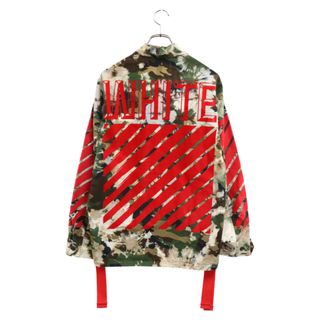 OFF-WHITE - OFF-WHITE オフホワイト Field Jacket フィールドジャケット カモ 迷彩 バックロゴプリント ミリタリージャケット カバーオール カーキ×レッド