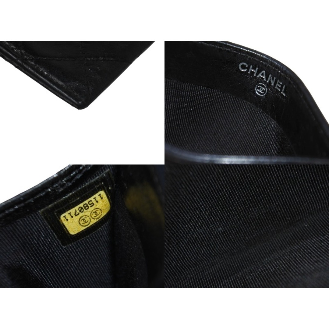 CHANEL(シャネル)のCHANEL シャネル 2.55 カードケース 11番台 キルティング カーフスキン ブラック ロゴ シルバー金具 美品 中古 62225 レディースのファッション小物(パスケース/IDカードホルダー)の商品写真