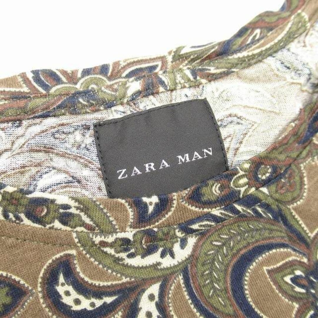 ザラマン ZARA MAN ペイズリー柄 Tシャツ カットソー 半袖 ブラウン メンズのトップス(Tシャツ/カットソー(半袖/袖なし))の商品写真