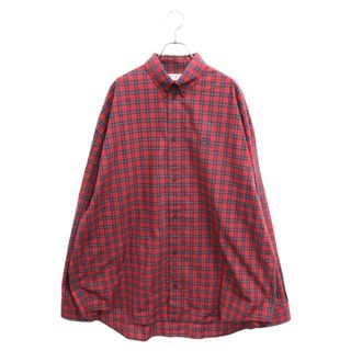 バレンシアガ(Balenciaga)のBALENCIAGA バレンシアガ 22SS Sporty BB Red Check Shirts スポーティBB刺繍 オーバーサイズボタンダウンチェック長袖シャツ 681004 TLM20 レッド(シャツ)