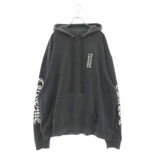 クロムハーツ(Chrome Hearts)のCHROME HEARTS クロムハーツ SWTSHRT PLVR 袖ロゴプリントプルオーバーパーカー ブラック(パーカー)