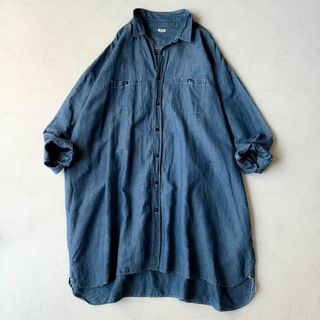 シー(SEA)の極美品✨SEA  VINTAGE S.V アイリッシュリネン シャンブレーシャツ(ロングワンピース/マキシワンピース)