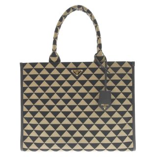 プラダ(PRADA)のPRADA プラダ TRIANGOLO JACQUARD LG 1BA356 トライアングル ジャガード ロゴ トートバッグ ハンドバッグ ブラック(ハンドバッグ)