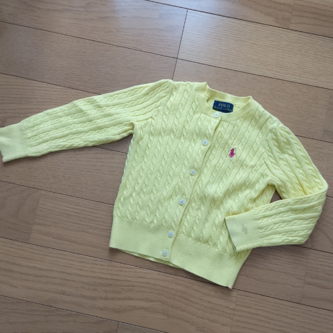 POLO RALPH LAUREN(ポロラルフローレン)のラルフローレン　110　イエローニットカーディガン キッズ/ベビー/マタニティのキッズ服女の子用(90cm~)(カーディガン)の商品写真