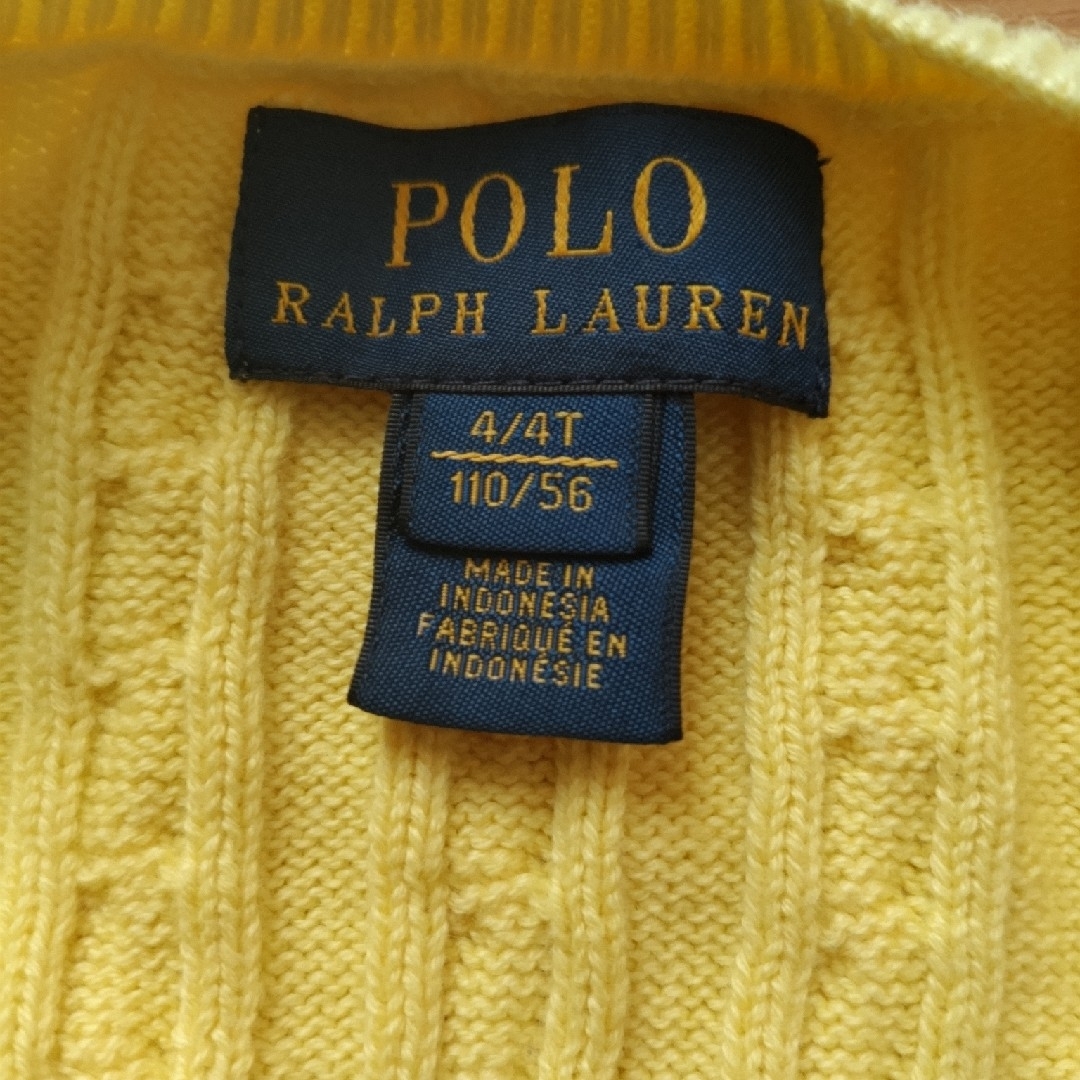 POLO RALPH LAUREN(ポロラルフローレン)のラルフローレン　110　イエローニットカーディガン キッズ/ベビー/マタニティのキッズ服女の子用(90cm~)(カーディガン)の商品写真