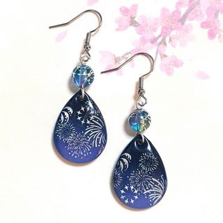 着物 浴衣にも♡和風 和柄 花火ピアス イヤリング(ピアス)