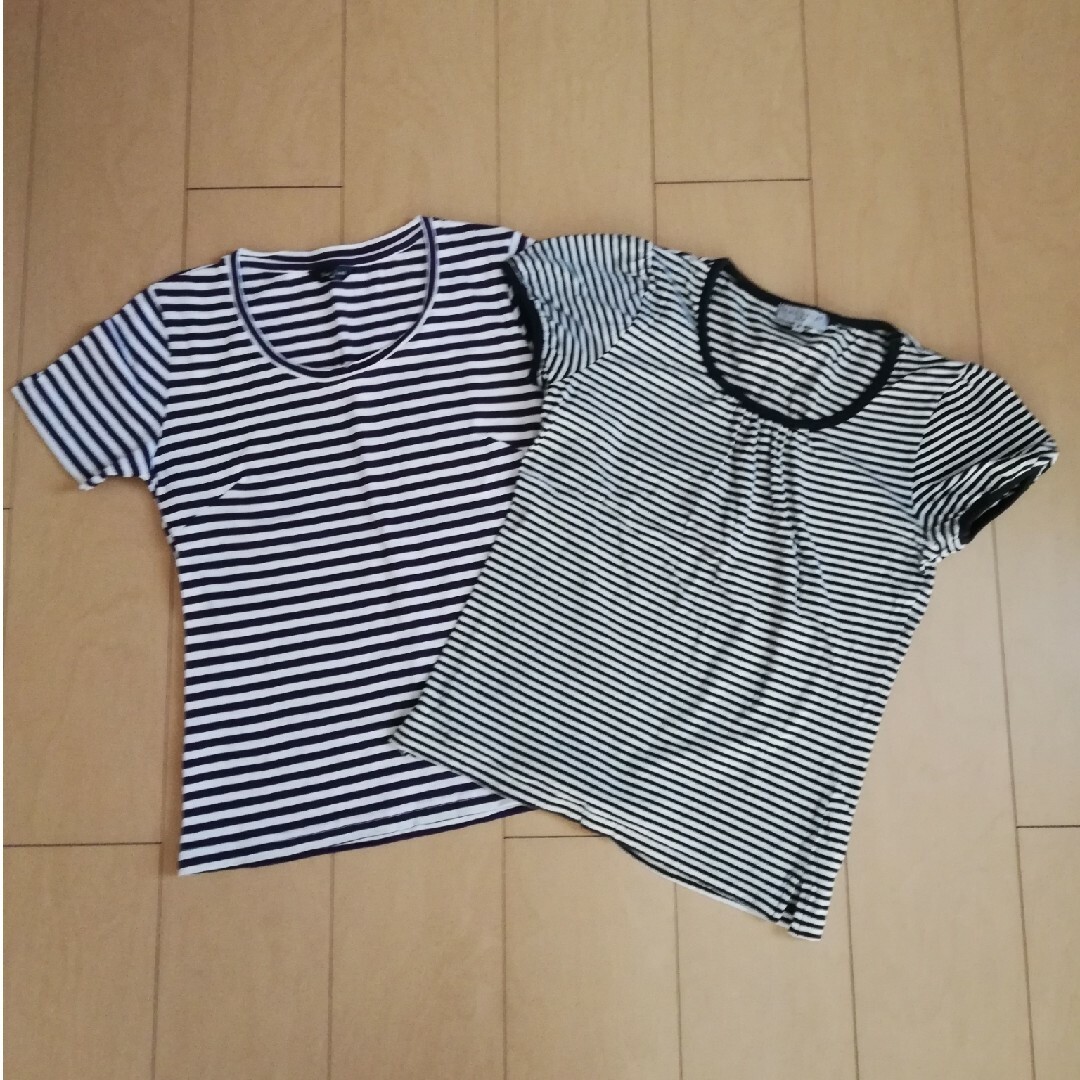 しまむら(シマムラ)のしまむら セオリア他 レディースボーダーカットソーTシャツ　M２点　事務服制服等 レディースのトップス(Tシャツ(半袖/袖なし))の商品写真