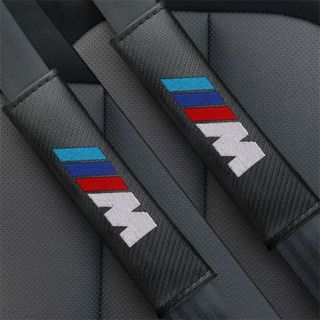 BMW -  2個セット BMW Mスポーツ カーボン シートベルトパッド カバー ロゴ刺繍