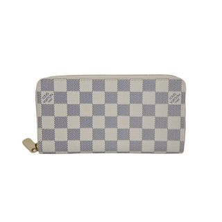 ルイヴィトン(LOUIS VUITTON)の極美品 LOUIS VUITTONルイヴィトン ジッピーウォレット N41660 ダミエアズールキャンバス 長財布 ホワイト ゴールド金具 中古 62181(財布)