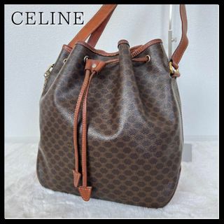 セリーヌ(celine)のCELINE セリーヌ マカダム柄　レザー 巾着型 ショルダーバッグ レディース(ショルダーバッグ)