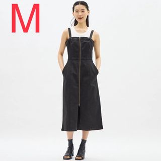 GU - 【新品】GU ジーユー　デニムフロントジップワンピース　ブラック　M