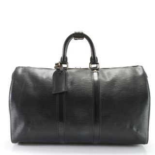 ルイヴィトン(LOUIS VUITTON)の美品 ルイヴィトン エピ キーポル45 M59152 レザー ボストン バッグ トート 出張 旅行 トランク 本革 黒 紳士 A4 メンズ EEM W1-8(ボストンバッグ)