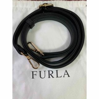 フルラ(Furla)のFURLA ショルダーストラップ　ブラックxプラチナゴールド(ショルダーバッグ)