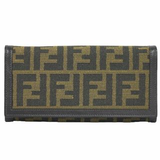 フェンディ(FENDI)の本物 フェンディ FENDI ズッカ 長財布 ロングウォレット キャンバス レザー ブラウン Zucca 財布 ウォレット 中古(財布)