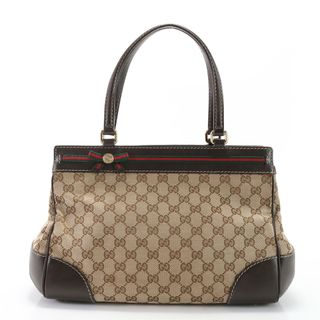 グッチ(Gucci)の美品 グッチ GGキャンバス メイフェア リボン シェリーライン 257063 トート バッグ 肩掛け ショルダー レザー レディース EEM W12-5(トートバッグ)