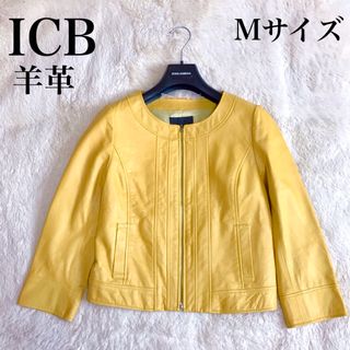 ICB - 美品 ICB ノーカラー ラムレザー レザージャケット ライダースジャケット