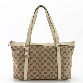 グッチ(Gucci)の美品 グッチ GGキャンバス アビー 141470 213317 レザー トート バッグ 肩掛け ショルダー ハンド 本革 レディース EEM W1-9(トートバッグ)