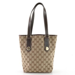 グッチ(Gucci)の美品 グッチ GGキャンバス 153361 203998 レザー トート バッグ ショルダー ビジネス ブラウン 茶色 メンズ レディース EEM W12-7(トートバッグ)